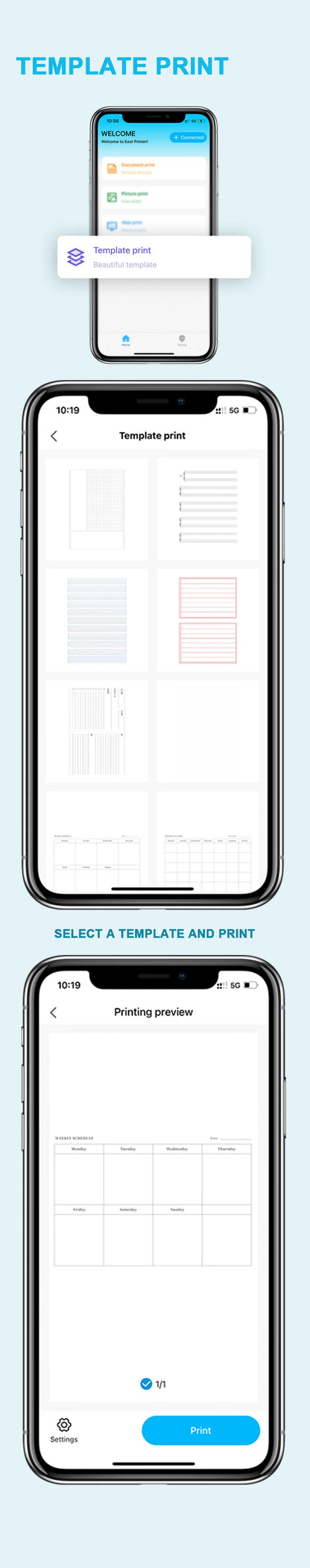 Inkless Portable A4 Thermal Printer