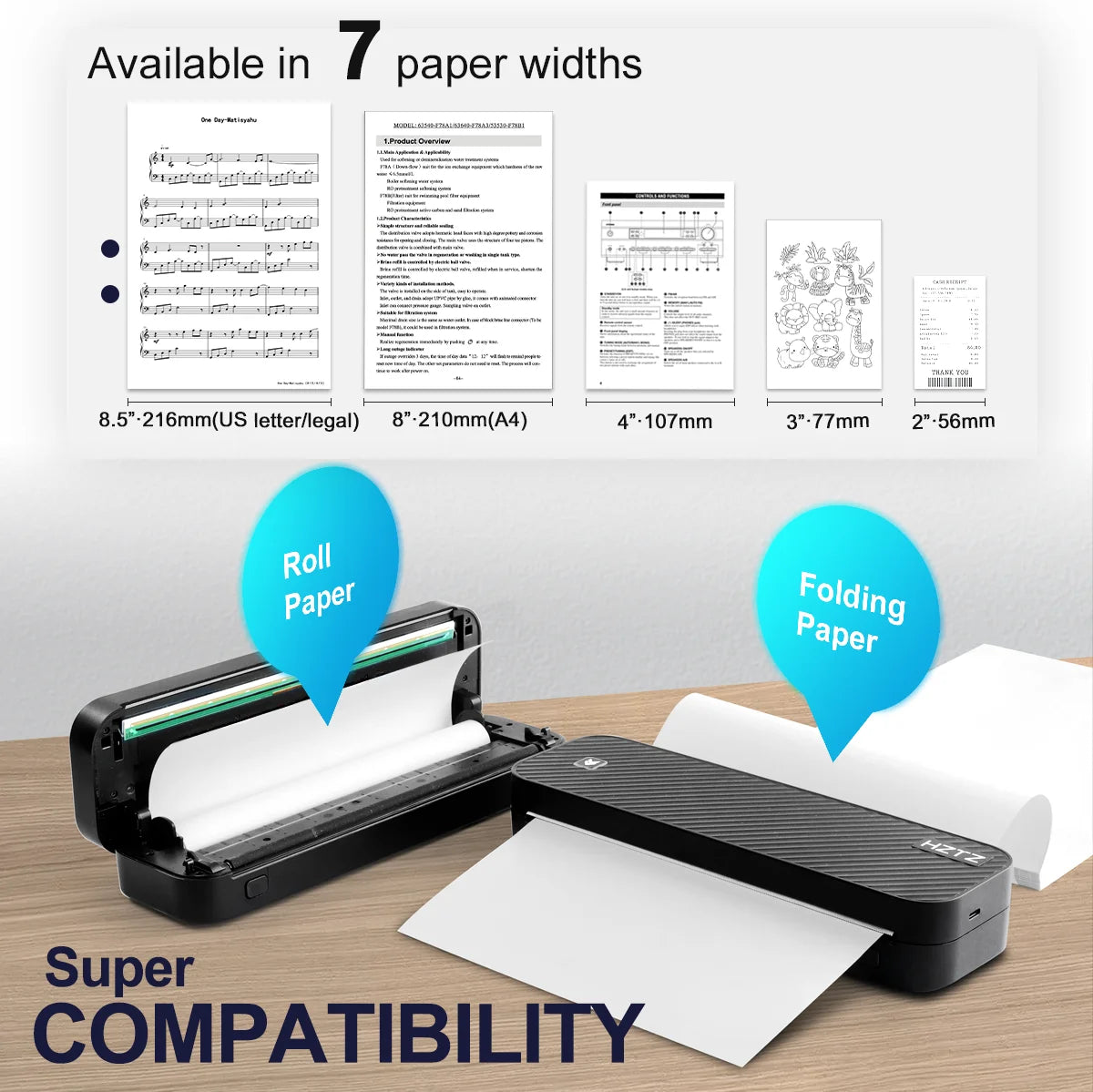 Inkless Portable A4 Thermal Printer