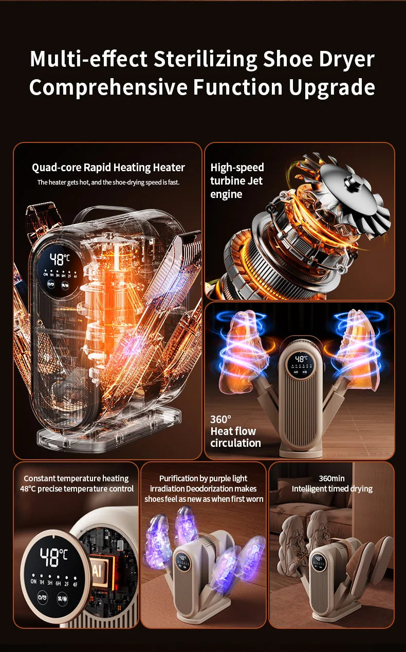 Six Arm Foldable Shoe Dryer