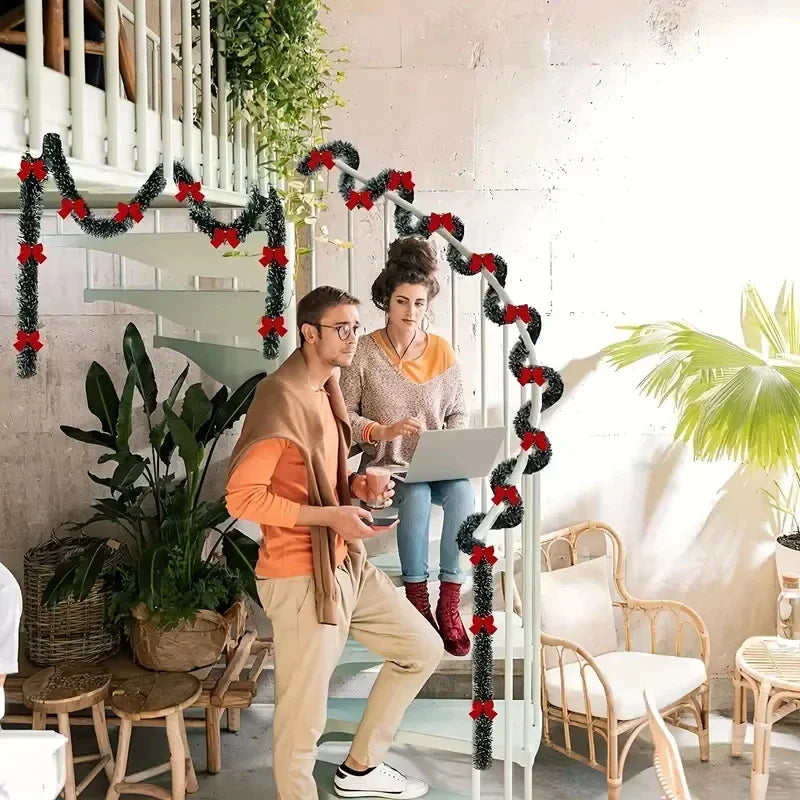 Christmas Tinsel Garland With Lights