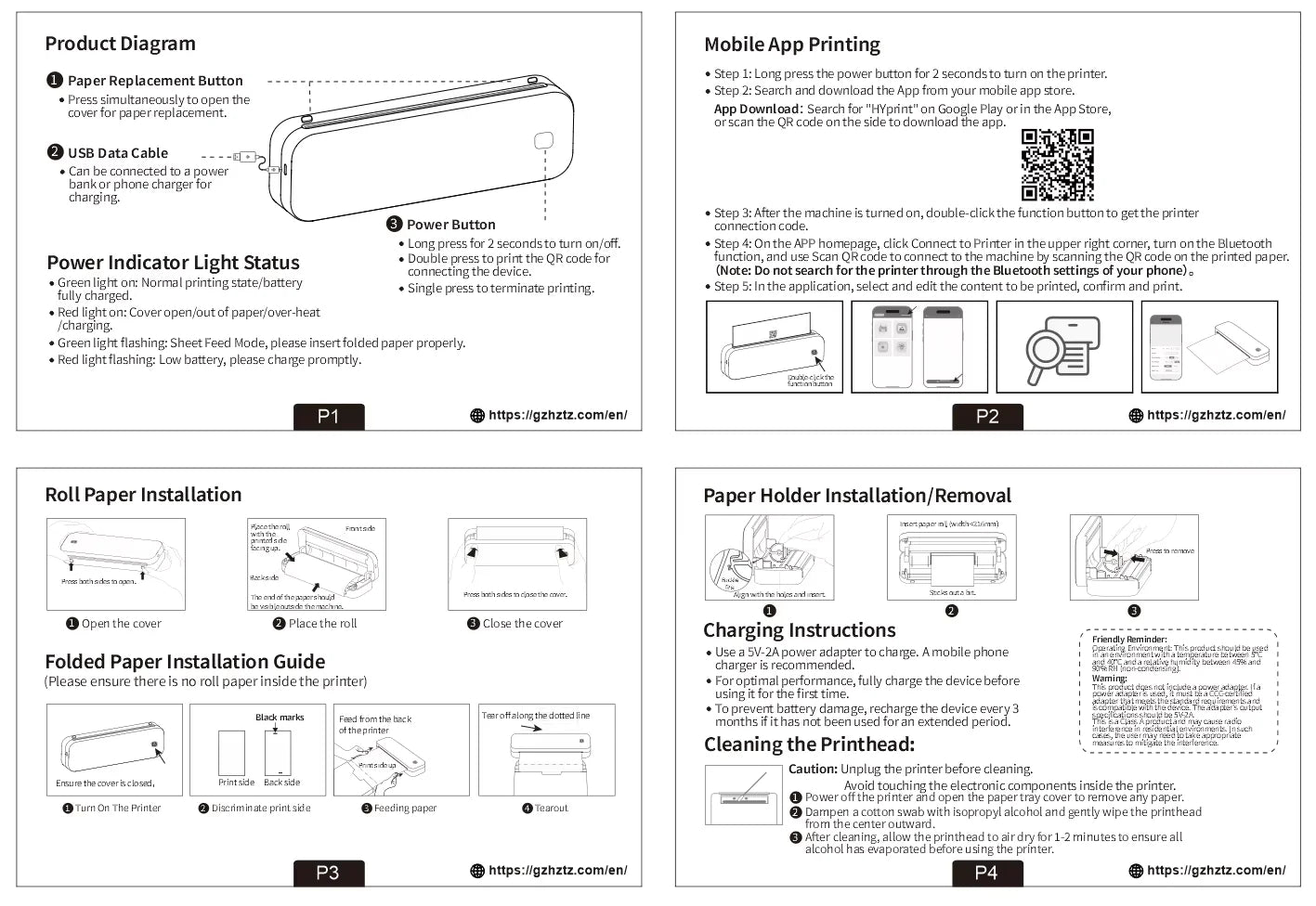 Inkless Portable A4 Thermal Printer