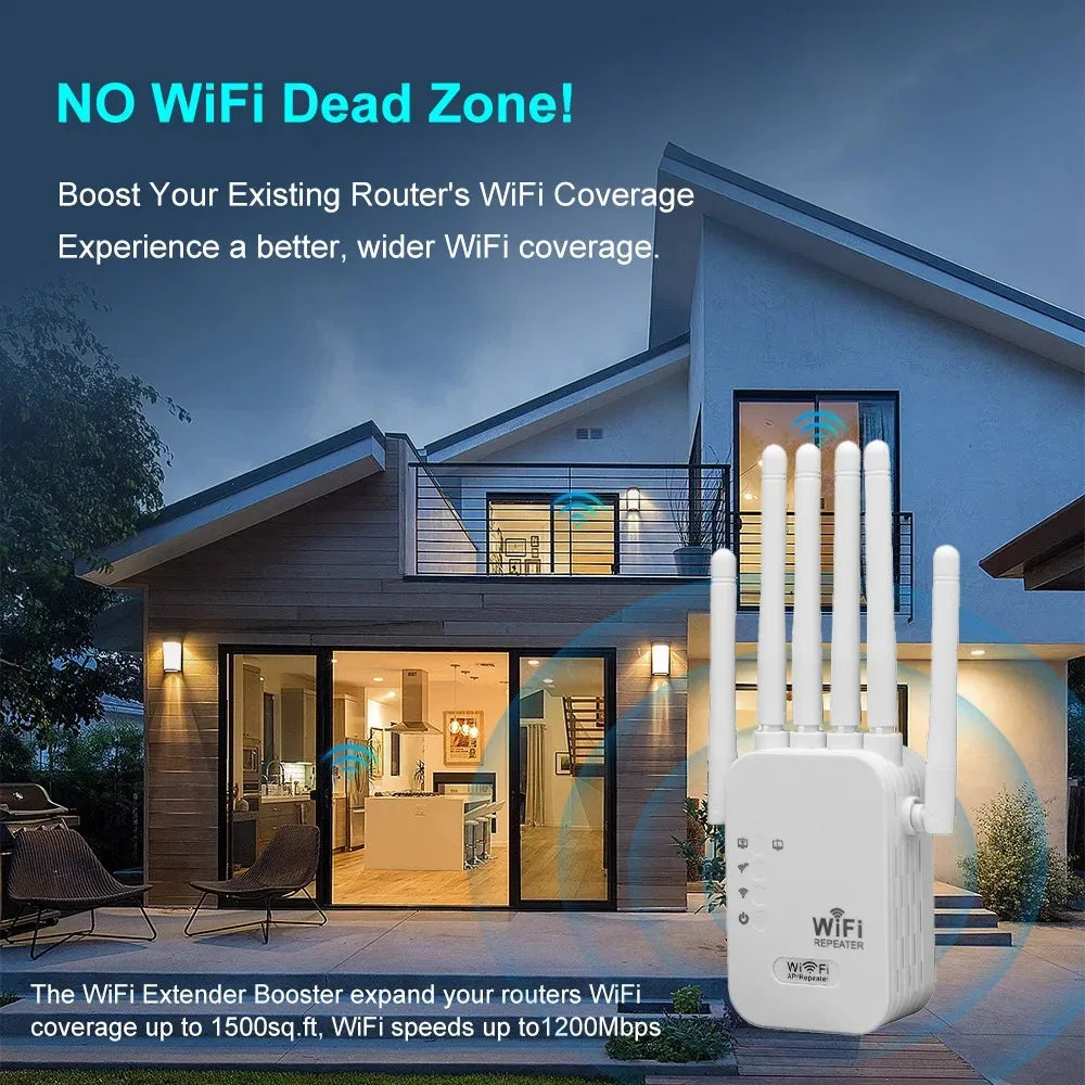 Kebidumei 1200Mbps Dual-Band WiFi Repeater