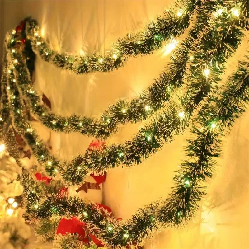 Christmas Tinsel Garland With Lights
