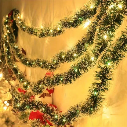 Christmas Tinsel Garland With Lights