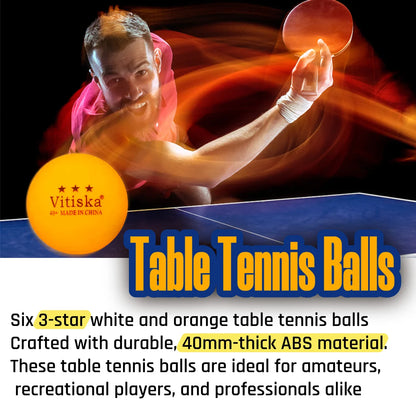 Portable Ping Pong Paddle Set with Retractable Net & Carry Bag