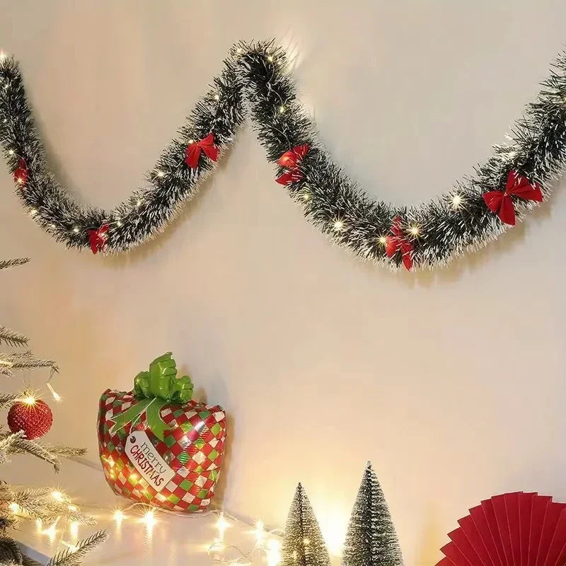 Christmas Tinsel Garland With Lights