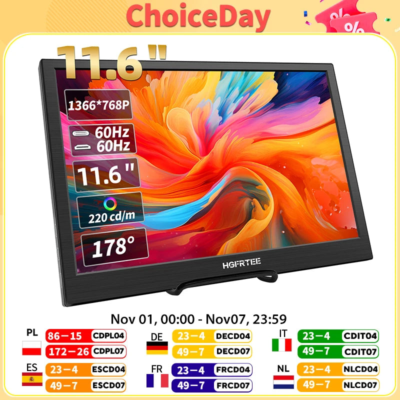 HGFRTEE 11.6-Inch Portable Gaming Monitor