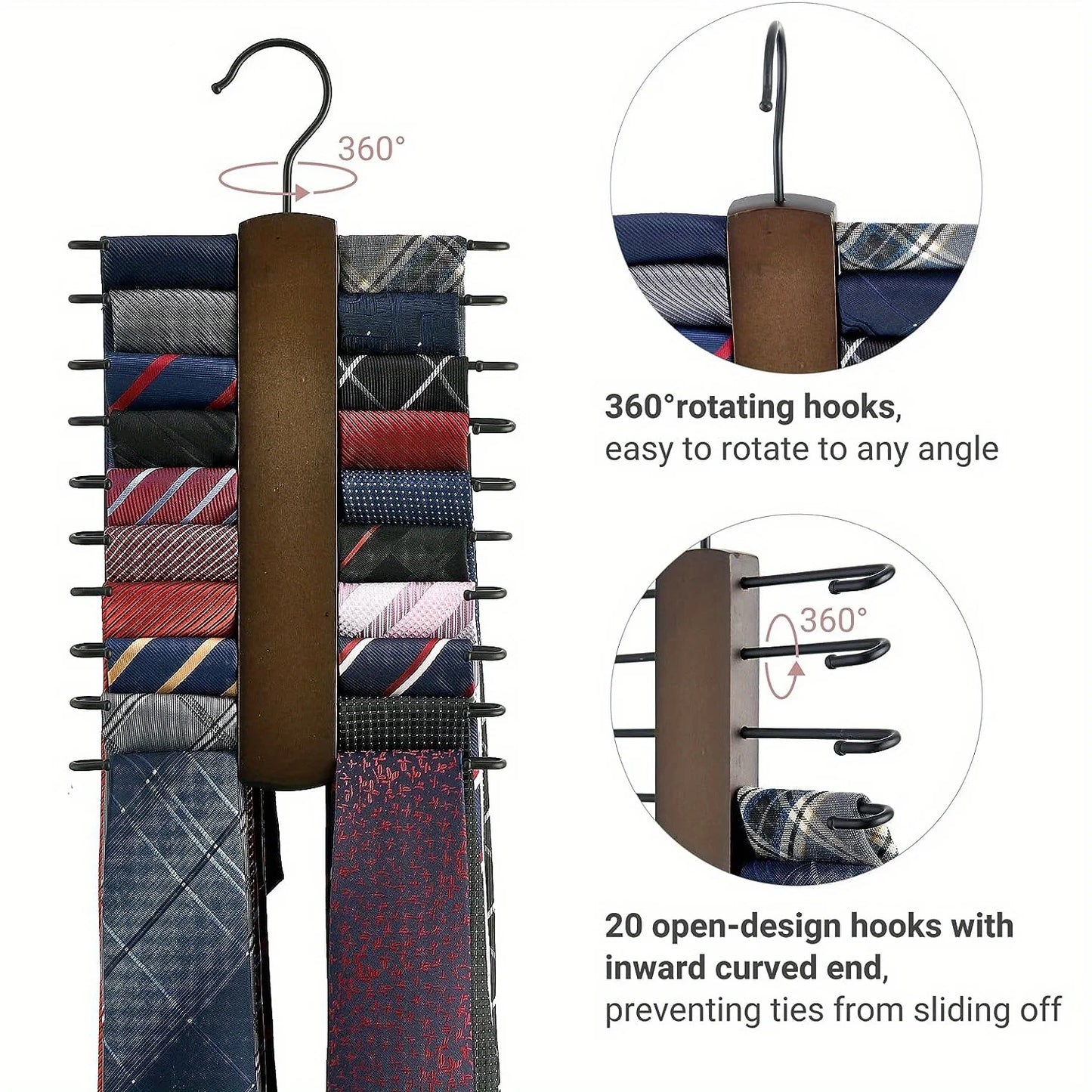 Wooden Tie Storage Rack