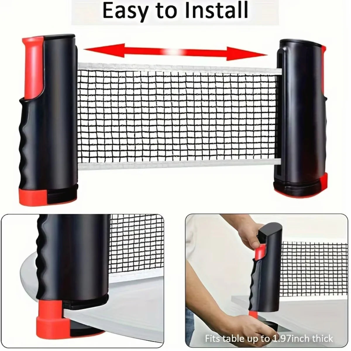 Portable Ping Pong Paddle Set with Retractable Net & Carry Bag