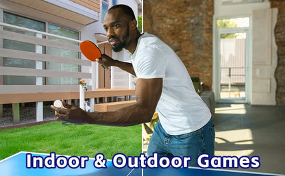 Portable Ping Pong Paddle Set with Retractable Net & Carry Bag