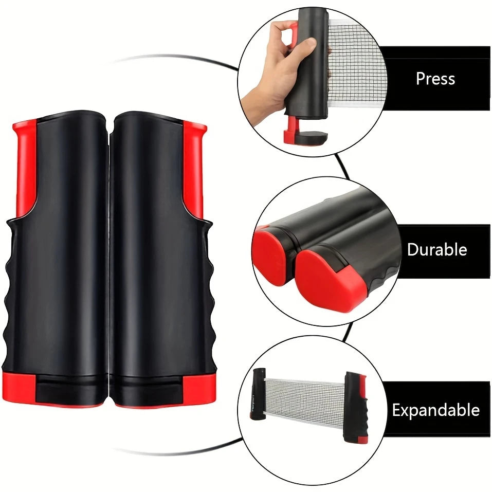 Portable Ping Pong Paddle Set with Retractable Net & Carry Bag